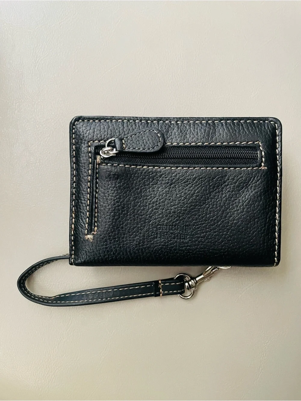 Gianni Bini Black Leather Wristlet Phone Pouch with Strap